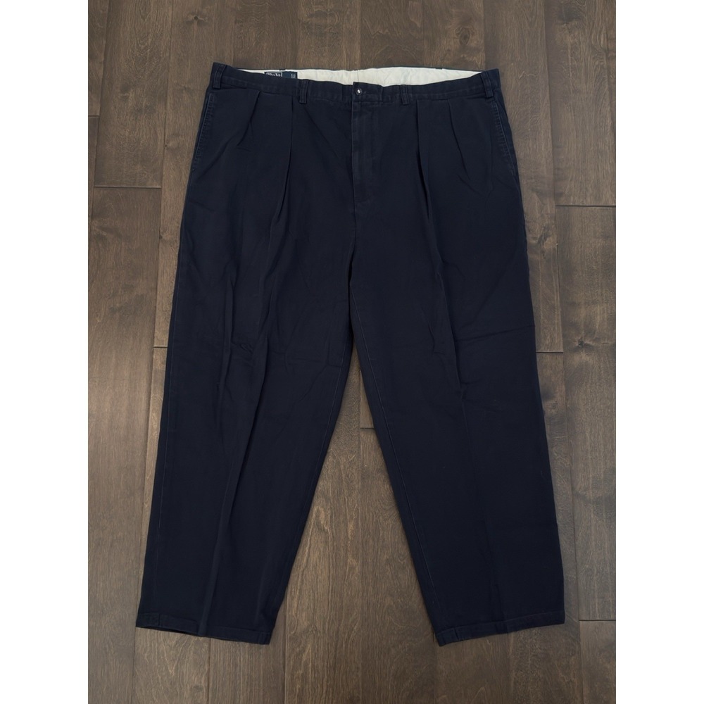 Polo Ralph Lauren Men Andrew Navy Blue Chino Pants Classic Pleated Size 46B-27.5